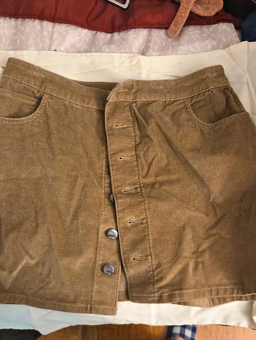 Express Corduroy Button-Front Mini Skirt Brown Size 4